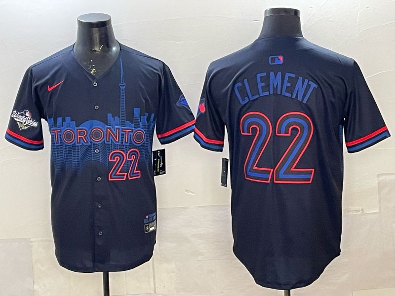 Men 2025 Nike Toronto Blue Jays #22 Clement Blue Game MLB Jersey 010